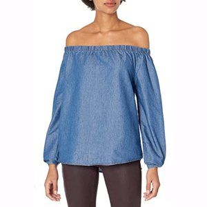 Alice + Olivia Shoulderless Denim Off Shoulder Top Size S/P